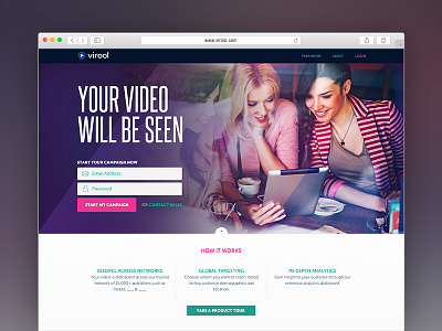 Virool Homepage Concept advertising form landing landing page video promotion virool web webdesign