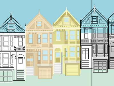 Painted Ladies WIP architecture illustration painted ladies san francisco vector