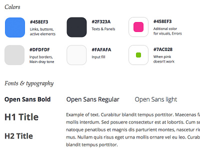 Styleguide Preview branding colors fonts style styleguide typography