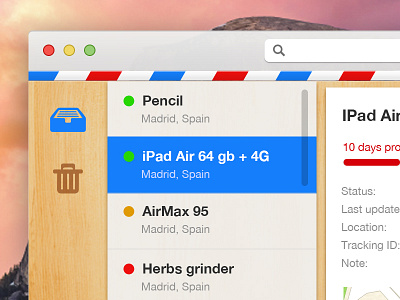 Posta App (2014) app mac os pre flat rarcel skeuomorphic tracking ui art wood