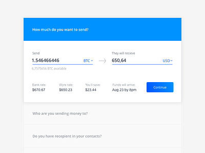 Send Money flow bitcoin bitcoins blockchain dashboard finan ce interface money product ui wizard wyre