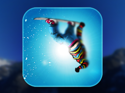 Snowboarding icon app blue icon ios ipad iphone shine snow snowboard sport sun
