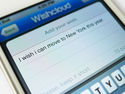 Wishcloud add wish $ app blue clean cloud interface iphone noize silver texture ui wish