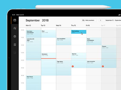 Calendar - New Booking app calendar calendar app interface ipad product design the.ink ui ux design