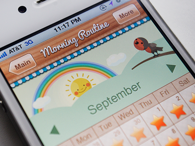 Calendar app calendar gui interface ios iphone kids kids app texture wood