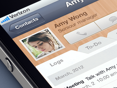 Contact Logs app contacts dates design interface ios iphone journal logs month phone to do ui wood wooden