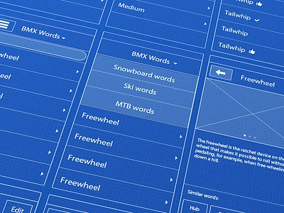 Wireframes blue print bmx iphone mockups mtg ride ski snowboard user experience ux whitescape wireframes