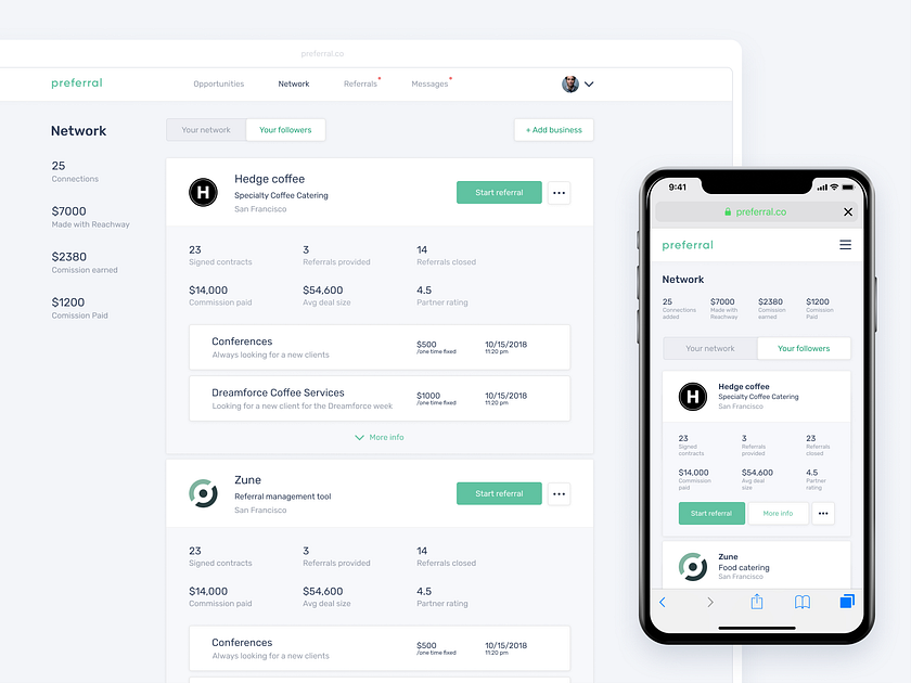 Preferral company info by Andrei Korytsev on Dribbble