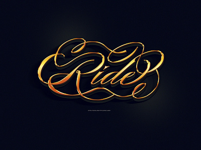 Ride gold lettering logo swirl type typography vintage