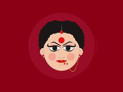 দুর্গা/Durga art charecter coreldraw design flat icon illustration portait portrait vector