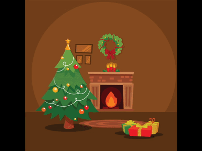 Fireplace scene after effects animation christmas christmas tree fireplace gifts weekly warm up