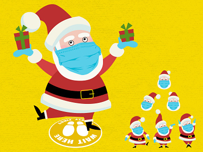 Covid Santa card design character christmas covid flat holiday holiday card santa smilebox