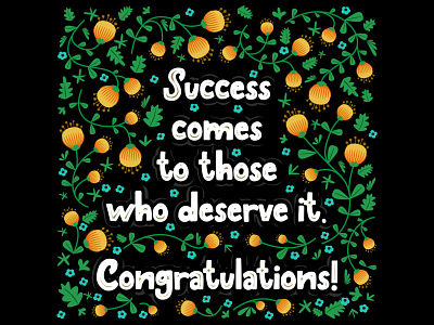 Success quote card congratulations flat flower flowers illustration leaf leaves quate smilebox success typography