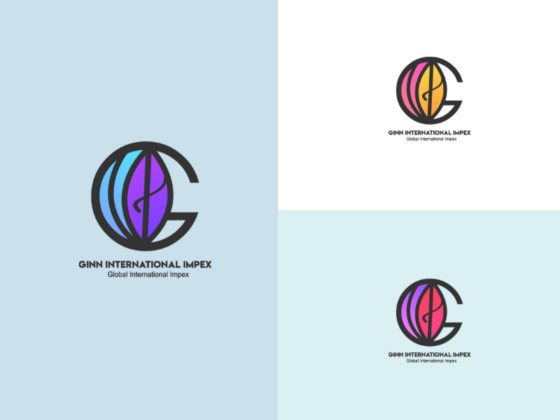 Ginn International Impex modern gradient adobe illustrator photoshop international globe corel draw logo designing logos