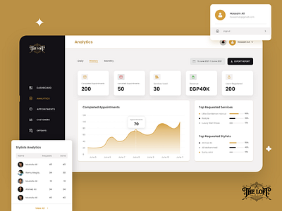 The Loft Admin - Analytics app branding design hairclub u ui ux