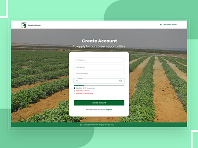 Hegazy Group - Create Account to Apply Job branding design ui ux