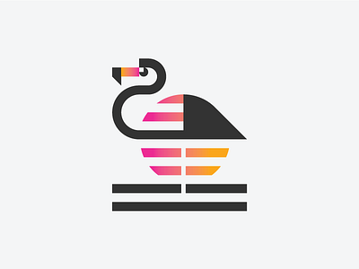 Flamingo + Sunset animal bird branding flamingo geometry icon identity illustration logo logotype minimalism sunset