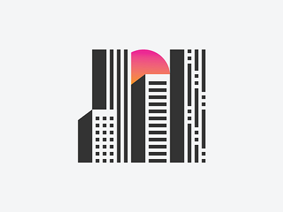 Cityscape building city geometry gradient icon illustration landscape minimalism sunset