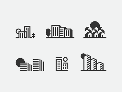 Real Estate Vector Set architecture branding building city house identity logo logotype minimalism real estate sunset town