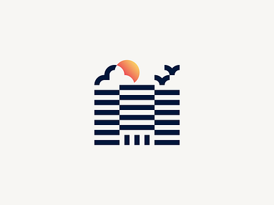 Apartments By The Sea architecture branding building geometry house icon identity illustration logo logotype minimalism real estate