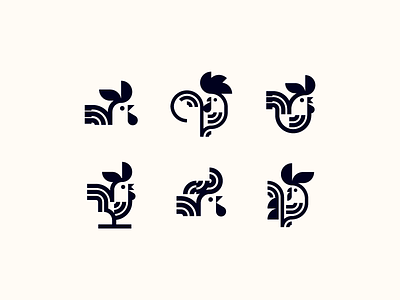 Roosters animal branding chicken geometric geometry icon identity illustration logo logotype minimal minimalism rooster