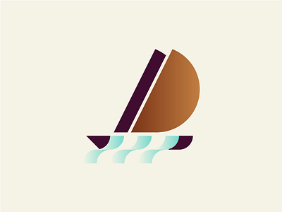 Sailboat boat brand identity branding geometry icon identity illustration logo logotype mark minimal minimalism sail sailboat sailing sea waves