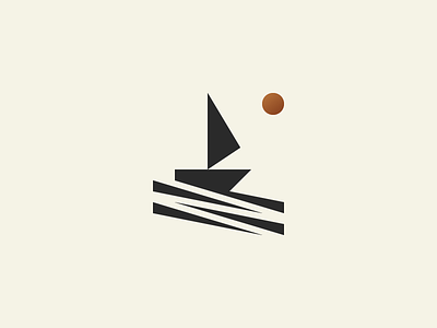 Boat beach branding flag geometry icon icon design logo logodesign logotype minimalism sailing sailing ship sea ship sun water waves