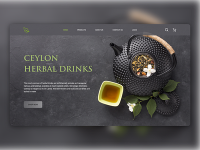 Landing Page adobe xd black button daily ui dark theme drinks ecommerce glassmorphism green herbal landing page navigation bar online shopping product shop now typography web design