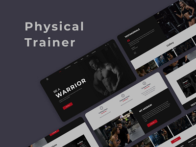 Physical Trainer black figma fitness gym logo design motivational personal website physical trainer red typography uiux design webdesign