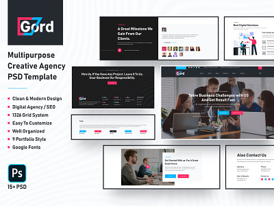 Gord - Multipurpose Creative Agency PSD Template | app landing business clean creative creative agency design graphic design modern design seo ui ux web design