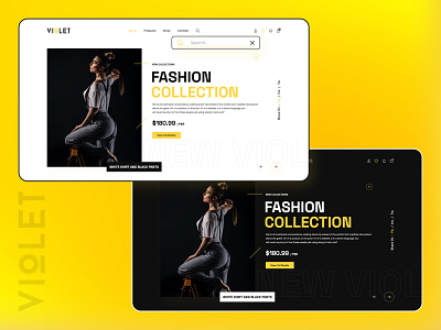 Violet - Ecommerce Shop app design business clean creative design dark design ecomm ecommerce ecommerce business ecommerce design ecommerce shop graphic design light ui ux web design yellow