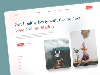 Yogai - Exercise Landing Page 🏃‍♂️ 3d clean cool creative design exercise graphic design health minimal program spa travel ui ux web design yoga