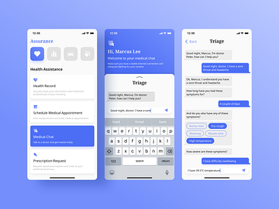 Assurance chat chat app chatbot dailyui design doctor figma health health app healthcare medical app medicine ui ux