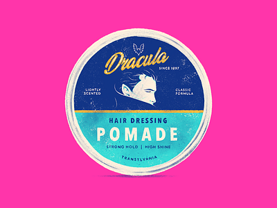 Vampire (Dracula Pomade) 70s 80s branding character design dracula drawlloween illustration junkykid packagingdesign pomade retro vampire vintage