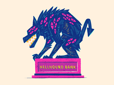 Hellhound (Coin Bank) 70s 80s bank character characters design drawlloween hellhound illustration junkykid retro vintage