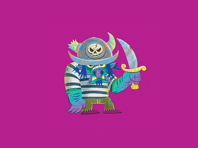 Grumpy Pirate creature illustration junkykid pirate skull sword