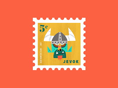 Head Hunters Club - JEVOK Stamp character design helmet illustration junkykid postage stamp viking