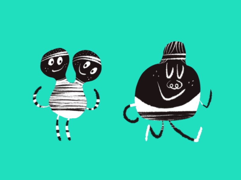 Teal Doodles blob characters design illustration junkykid teal
