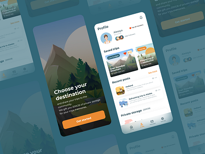 #DailyUI 006 - User Profile app challenge dailyui dailyui006 dailyui06 design mountain planner posts profile social storage travel trip ui ux