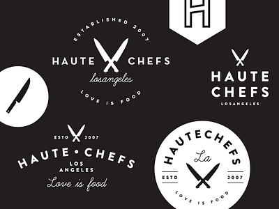 haute chefs sketching branding catering circle identity knife knives logo modern retro sketch vintage