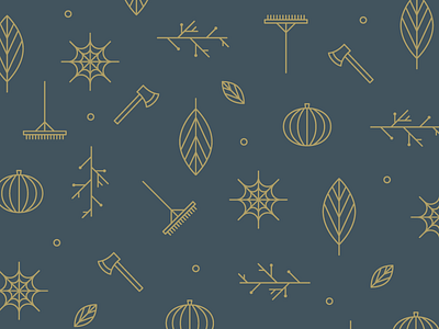 it's fall, a pattern ax branch broom circle fall leaf leaves line art modern pattern pumpkin spider web