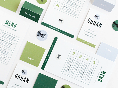 Gohan | Build Out branding build out catering fish identity modern print print collateral simple sleek sush typography