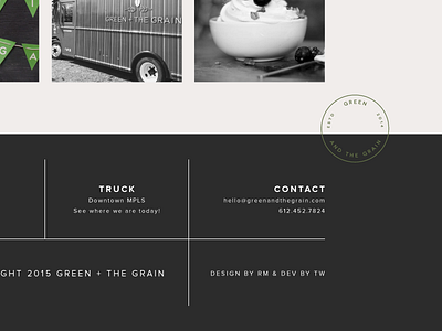 Green + The Grain | Website Footer