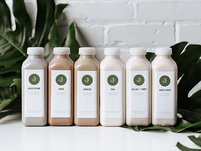 Nectar & Green | Package Design almond milk branding identity illustration leaves modern package design packaging typography