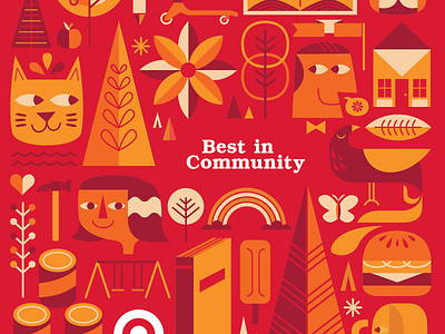 Target Red - Best in Community Insert character editorial illustration target vector