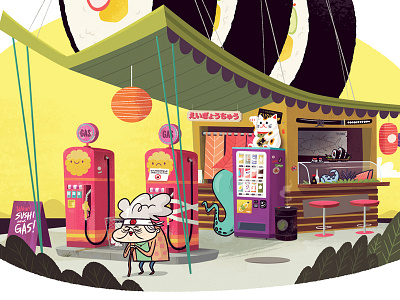 Sushi and Gas! character illustration texture vector