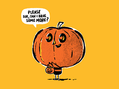 Pumpkin Boy character halloween illustration pumpkin retro