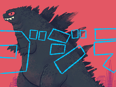 Godzilla (2014) godzilla illustration kaiju print texture