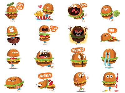 Hamilton - Facebook Sticker Set character hamburger illustration sticker