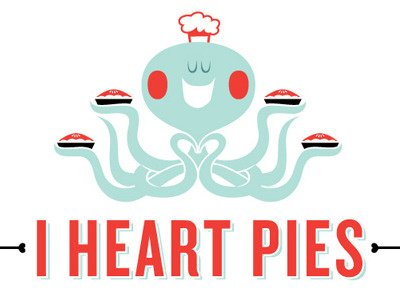 I Heart Pies Logo cartoon character illustration logo retro vector